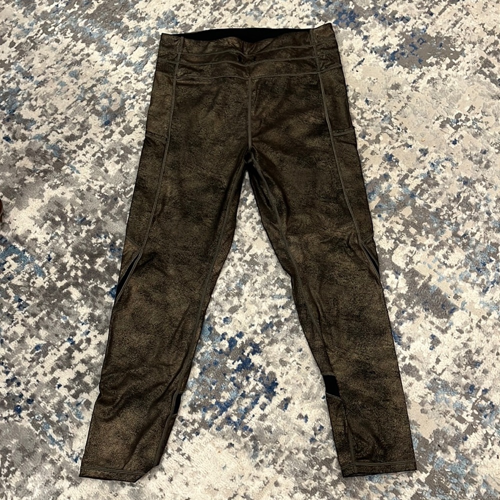 Zyia Active Distressed Copper Pocket Drawstring Luxe Leggings Size:8-10